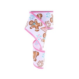 Craig Bachman Gingbread Patterned Holiday Wired Edge Royal Ribbon, (2 1/2" x 10 Yards) Christmas Home Decorating, Wreath, Garlands, Floral Arrangement