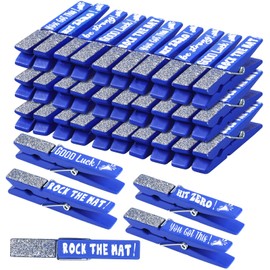 Kigeli 30 Pcs Spirit Clips Cheer Pins Cheerleader Gifts Clothes Pins for Backpacks Competition Glittered for Team Cheer Gifts Stuff Supplies Party Favors Accessories Bulk(Blue, Silver,Shiny)