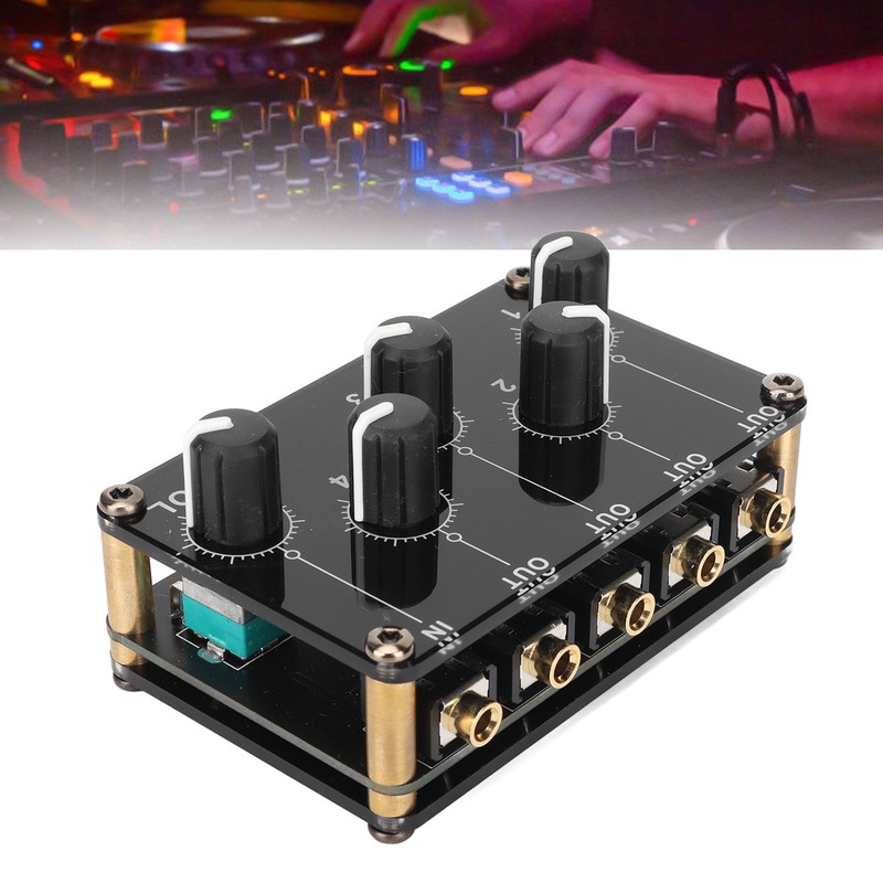Mini Stereo 4 Channel Line Mixer Low Noise Professional 4