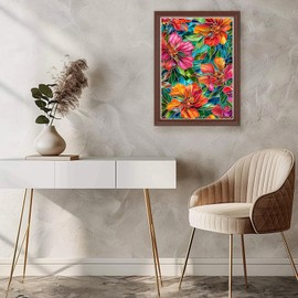 Lxmsja Stained Glass Flower Diamond Art Kits for Adults, Flowers DIY Full Drill Diamond Painting Kits for Beginners, 5D Gem Art Crafts for Adults, Home Wall Decor 12x16 inch