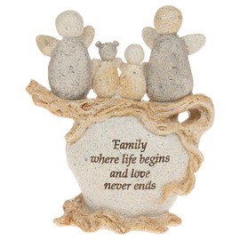 Pebble Art Angel - Family of Four angels - Family, where life begins and love never ends