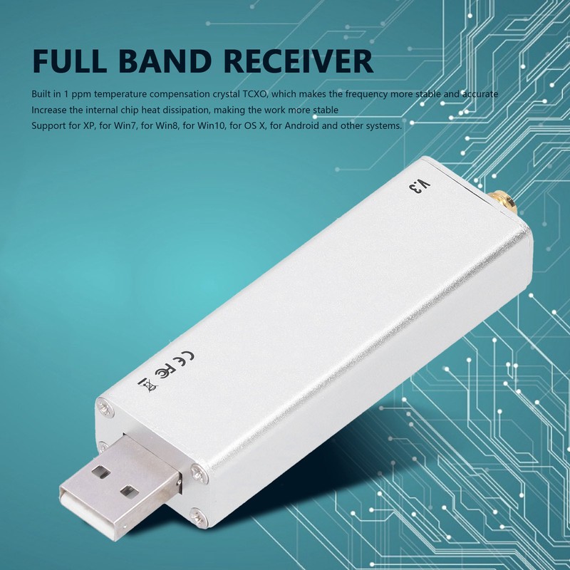 Full Band Receiver Aluminum Alloy RTLSDR 0.1MHz to 1.9GHz Full