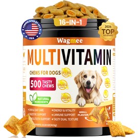 Dog Multivitamin Chews, 16-in-1 Vitamins & Supplements, 500 Soft Chews