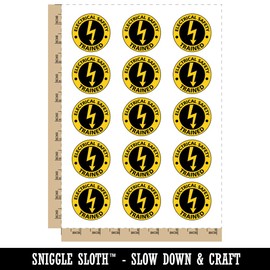 Electrical Safety Trained Professional Electrician Temporary Tattoo Water Resistant Fake Body Art Set Collection - 15 2" Tattoos (1 Sheet)