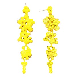 Rosemarie Collections Women's Stunning Crystal Rhinestone Statement Bubble Dangle Earrings 3.25 Inches (Yellow on Yellow)