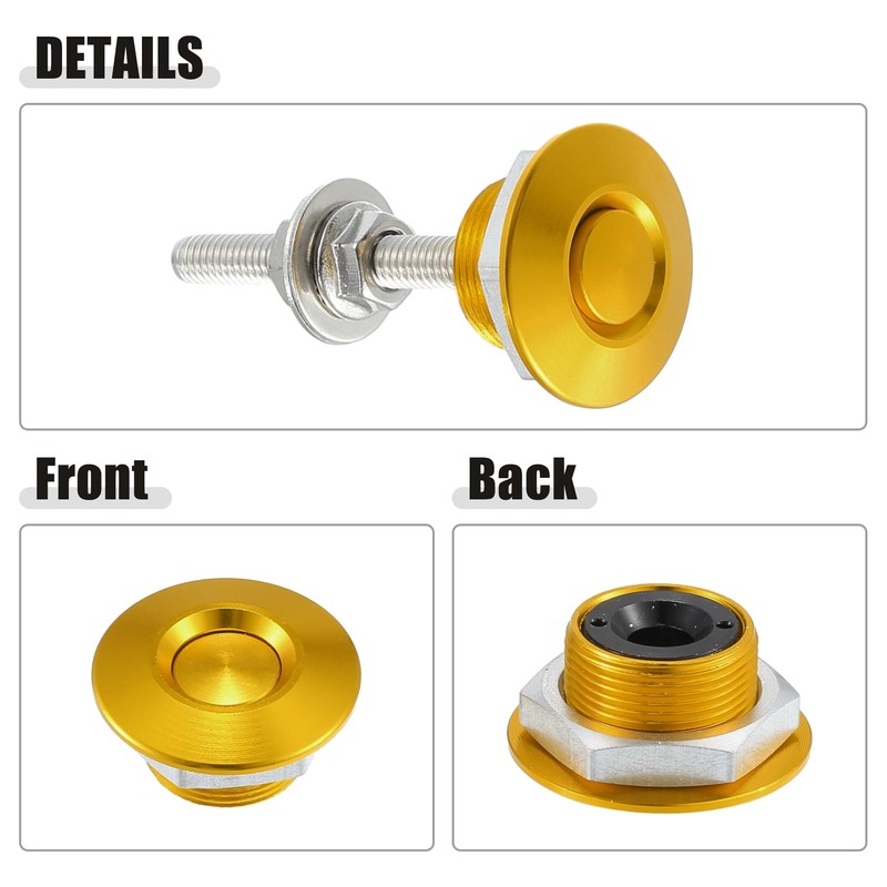 X AUTOHAUX Gold Tone Bumper Lock Latch Hood Pin Lock