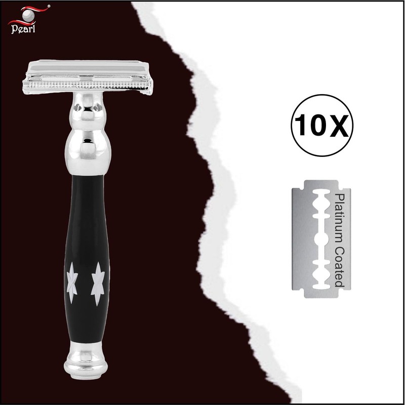 Pearl Shaving Double Edge Butterfly Safety Razor P- 81D (Black)