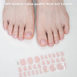 KING HORSE Semi Cured Gel Toe Nail Strips (Classic Pink) Toenail Stickers Pedicure Wraps Long Lasting UV Light Required Salon Quality