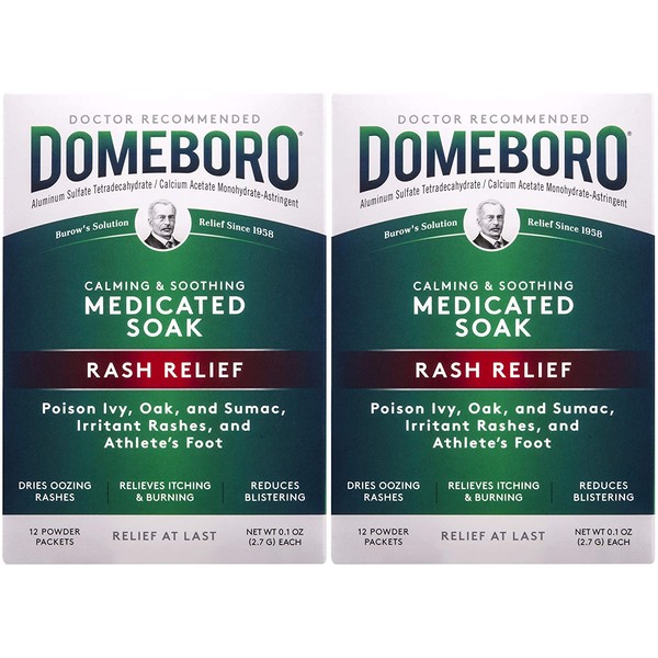 Domeboro Medicated Soak Rash Relief (Burow’s Solution), 12 Powder Packets (Pack of 2)