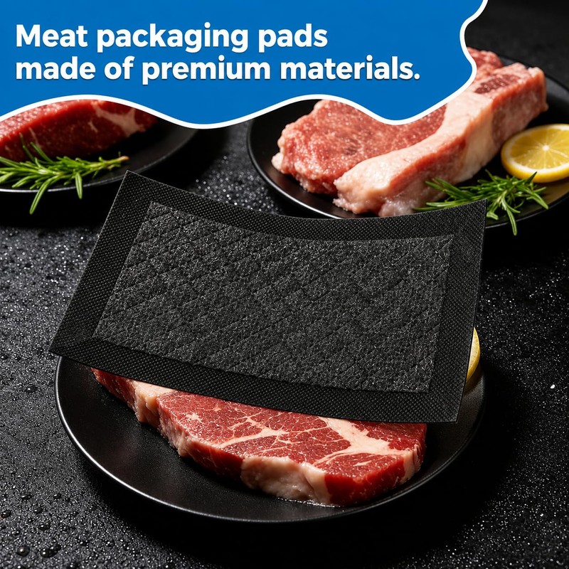 Meat Soaker Pads, Black, 500 Pack, Disposable Absorbent | For