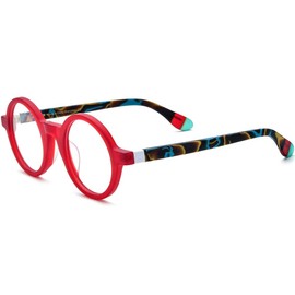 HEPIDEM 9270 - anteojos de acetato multicolor para mujer, estilo clásico, redondo, para hombre, anteojos ópticas, 9270 Rojo, 46mm