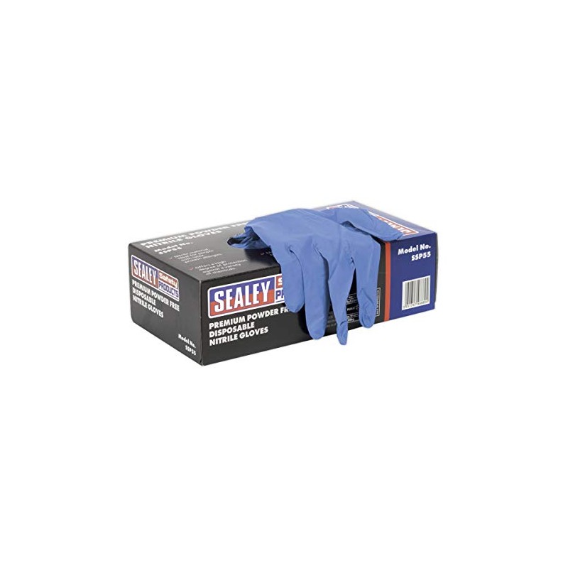 Sealey SSP55L Premium Powder Free Disposable Nitrile Gloves Large Pack