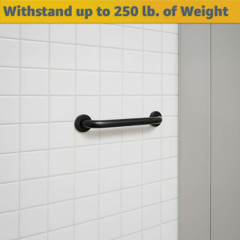 18" Stainless Steel Matte Black Restroom Grab Bar - Wall