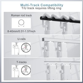 Monitaind Automatic Curtain Opener 2 Pcs: Electronic Motorized Closer Device Self-Opening Remote, 20kg Load & 6-Month Battery for Roman Rod/T/U/Grommet Track (No Drill, 25dB, Smart Home/Office/Indoor)