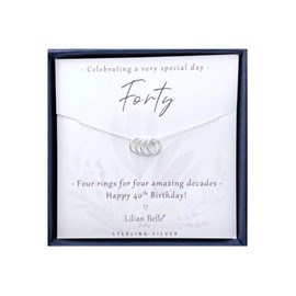 Lilian Belle Sterling Silver Birthday Necklace Gift for Women 30th 40th 50th 60th 70th (40th necklace 16-18")