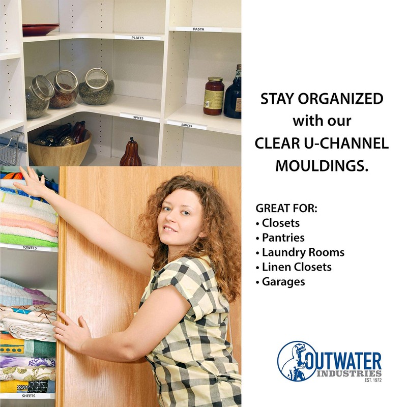 Outwater Plastics 341-Cl Clear 3/4'' Rigid Vinyl Clear Plastic U-Channel/C-Channel