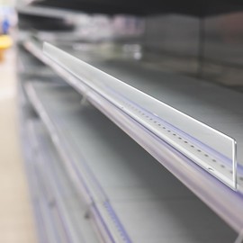 Vercraft 10 Pcs Clear Gondola Shelf Front Fence for Gondola or Wood Shelves with 1/4" Holes and 60 Screws Shelving Dividers Transparent Front Lips for Retail Store Rack Accessories(3''h X 48''l)