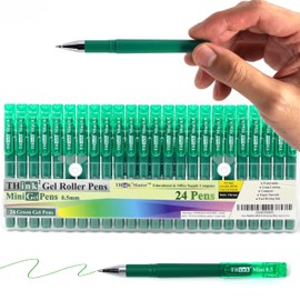 THINK2MASTER [24 Pens - Green Ink Think2 0.5mm Pocketable Mini Gel Pens. (24 Green) Fine Point Small Rollerball Pens with Smooth Quick Drying Ink.