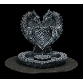 Figuren Shop GmbH Backflow Incense Holder Dragon Heart Includes 3 Backflow Incense Cones Artificial Stone