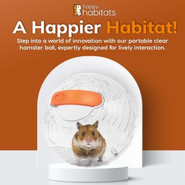 Happy Habitats Clear Hamster Exercise Ball (7”) – Sturdy Dwarf Hamster Ball for Safe, Active Play – Ventilated Small Animal Toys for Gerbils, Mice & Other Small Pets – Must-Have Pet Rat Accessories