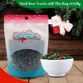 Christmas Sprinkles - Holiday Sprinkles For Baking And Decorating - A Variety Of Bulk Sprinkles Sure To Fit Every Baking Need For The Holidays - 4 Ounce Variety (Dextrose Holly Berry Blend)