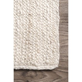 FRELISH DECOR Handwoven Jute Area Rug - Off-White Rectangular Rustic Vintage Beige Braided Reversible Rug - Eco Friendly Rug for Bedroom - Kitchen - Living Room - Farmhouse (4'x6' - Off-White)