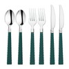 N9R 90pcs Silver and Green Disposable Silverware Set, Elegant Plastic