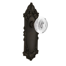 Nostalgic Warehouse 751341 Privacy Victorian Plate with Crystal Egg and Dart Knob, Backset Size: 2.375", Oil-Rubbed Bronze