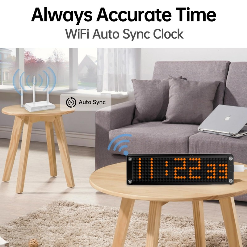 NPHMbM 10 Inch Big Digital Clock with WiFi NTP Sync,Smart