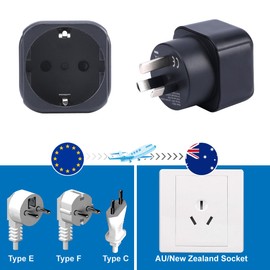 Europe to Australia/New Zealand Plug Adapter, EU Plug Type C/E/F, Fits AU Socket, European/Germany/French Plug to AUS/New Zealand Travel Plug Converter (Pack of 3)