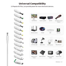 Tonton Universal Power Supply 5.5 x 2.1 mm AC DC Plug Kit DC Plug Suitable for Notebook, Computer and Audio, TV, etc., Pack of 13 White