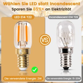 Luxvista Luxvista 2W E14 LED Glhbirnen Dimmbar Ultra Warmwei? 2200K Vintage Amber Glas T22 Mini LED E14 Lampen SES 150 Lumen 15W-20W ?quivalent 2-Pack