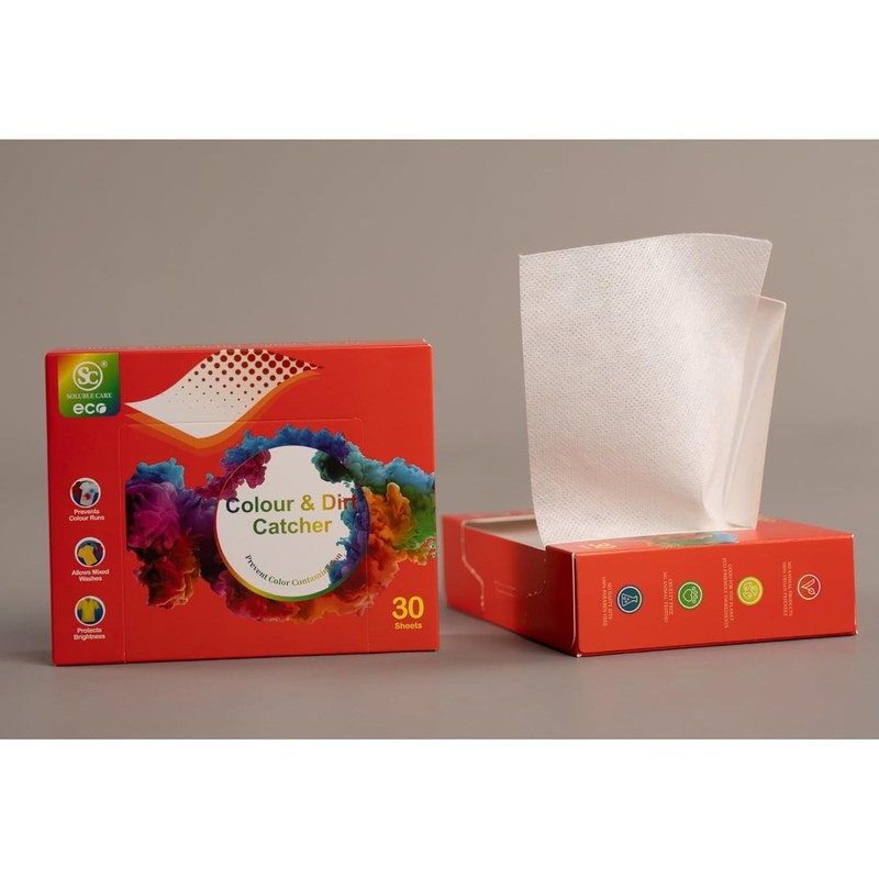 SOLUBLE CARE: Color & Dirt Catcher Laundry Sheets, 30 Sheets