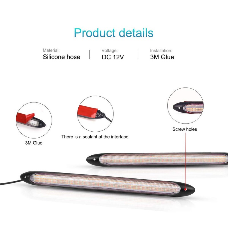 CARCOOL 2pcs Universal LED Car Daytime Running Lights Waterproof Headlight