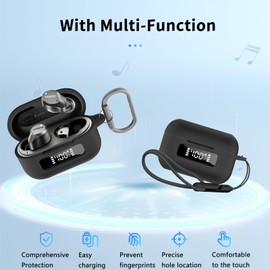 for TOZO NC9 2024 Case Cover,Wireless Earphone Silicone Protective Cover(with Carabiner + Lanyard) Drop-Proof,Scratch-Proof,Shock-Proof,Reserved Charging Port,Case for New TOZO NC9 2024(Black)
