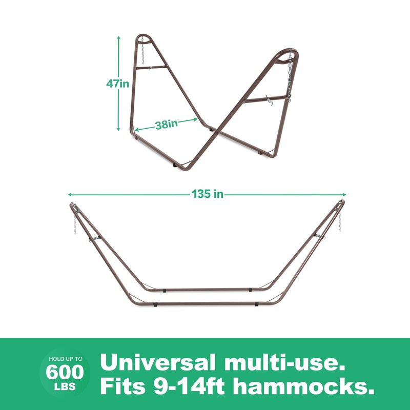 Hammock Stand for Outside, Fits 9-14ft Hammock, 600 lbs Capacity