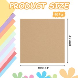 sourcing map 40Pcs Kraft Paper, 10 x 10 cm Kraft Cardstock Paper Sheets Kraft Cardstock Cutouts for Art Supplies, Origami, Paper Crafting, Brown