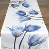 Table Runner Tulips Blue Beige Cream Modern Printed Motif Tablecloth