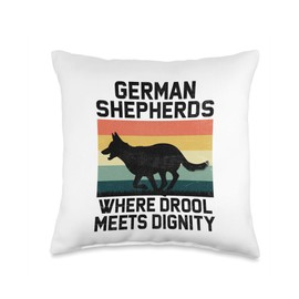 German Shepherds Where Drool Meets Dignity Throw Pillow