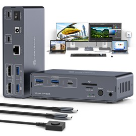 4K@120Hz USB C Docking Station Dual Monitor for 2 Laptops or Macbooks Switch(12-in-1) Type C Dock with 2 Displayport, 1G Ethernet, 10Gbps USBC + USBA 3.2, 5Gbps USB 3.0 Date and SD/microSD Card Slots