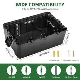 LARGE Heavy-Duty Outdoor Electrical IP54 Weatherproof Cord Connection Box 12x8x5