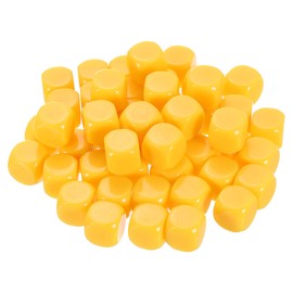 uxcell 50 Pcs Acrylic Blank Dice Six Sided, 1.6cm/0.63inch Rounded Corners Blank Yellow Dice Cube with Smoothed Surface for DIY Craft Board Game, Yellow