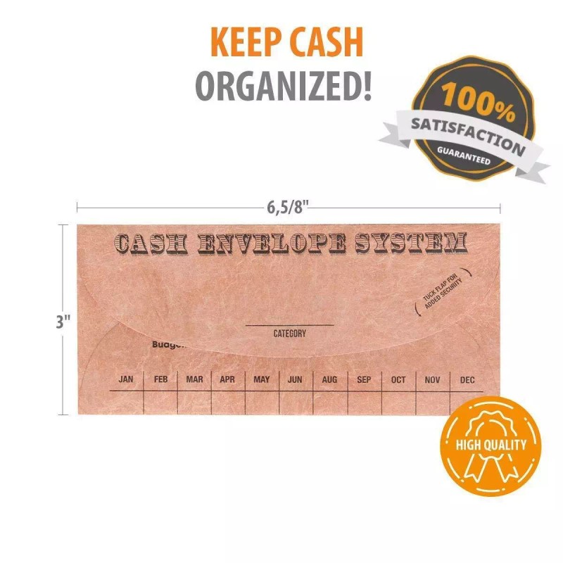 Budgetizer Cash Envelopes System - 12 Pack Budget Planner Envelopes