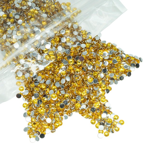 qiipii 8000PCS 3mm Golden Yellow Crystal Resin Rhinestones for Crafts