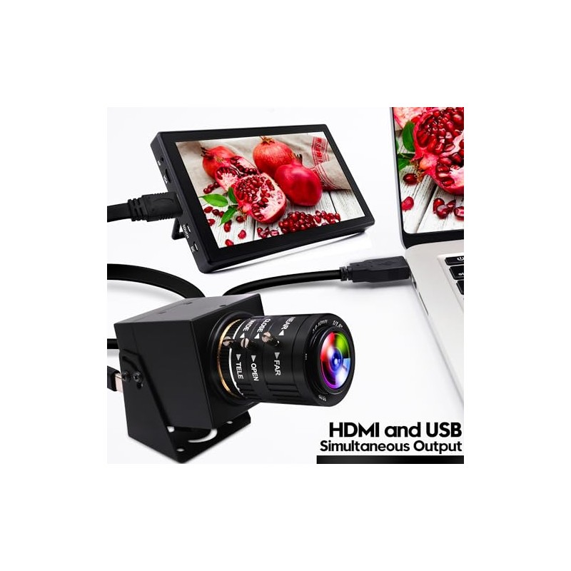 ELP Cámara USB HDMI 4K con zoom manual, cámara web
