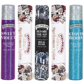 Poo-Pourri Before-You-Go Toilet Spray, Travel Size 10 mL Bottles Royal Flush, Cloud Berry, Sweet Violet, & Spritzmas Spice - 5 Pack