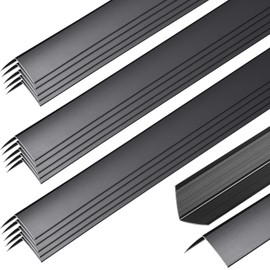 Therwen 30 Pcs Aluminum Alloy Metal Molding Corner Guards 48 x 1.2 x 1.2 Inches Wall Corner Guard Protectors with 90° Angle Door Frame Cabinet Baseboard Protector for Edge Wall Decoration(Black)