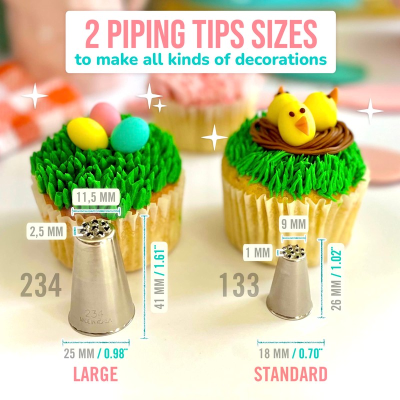 CukkiCakes 2pcs Grass Piping Nozzles Set (133 and 234) Icing