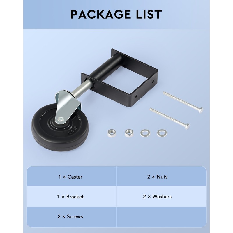 CO-Z 4" Spring Loaded Gate Wheel for Wooden Metal Tube