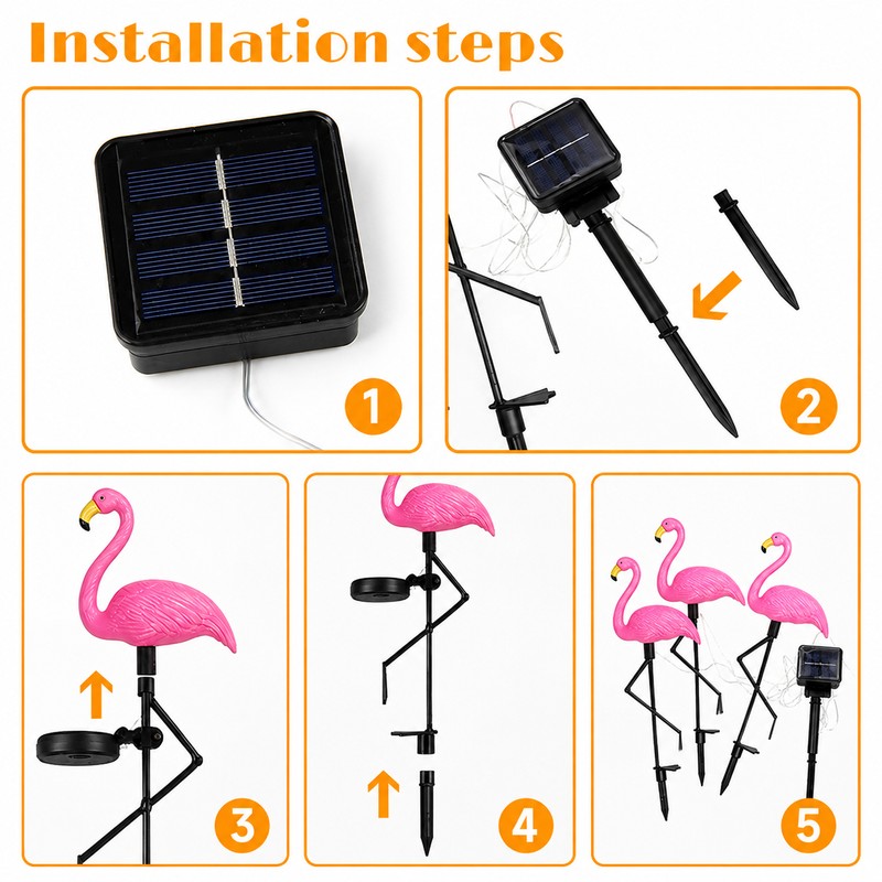 Solar Flamingo Garden Stake Lights for Outdoor Decor – 3